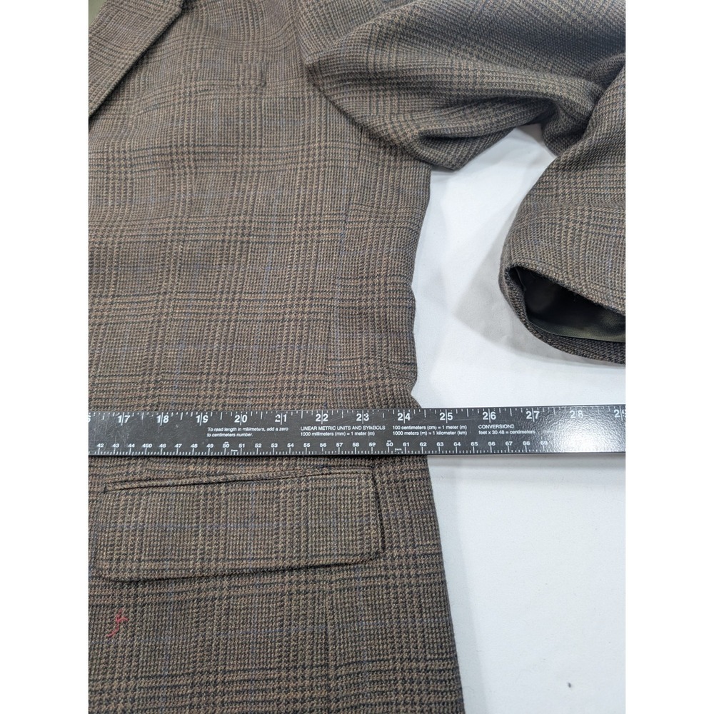 Joseph Feiss Blazer Coat Sport Suit Jacket Lambswool Houndstooth Plaid 48L 50" - Picture 5 of 13